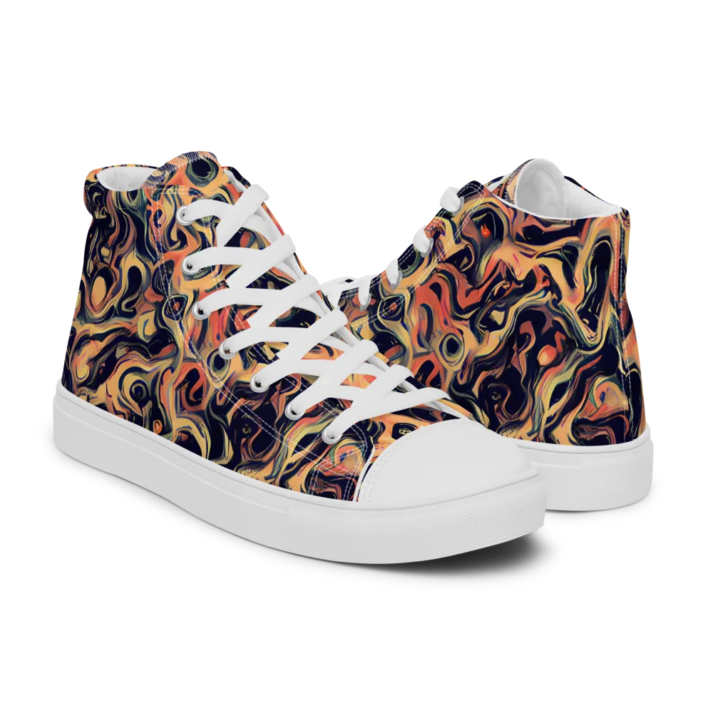 Navy Inferno on Men's High Top Canvas Shoes — Right