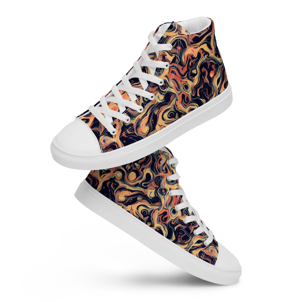Navy Inferno on Men's High Top Canvas Shoes — Front