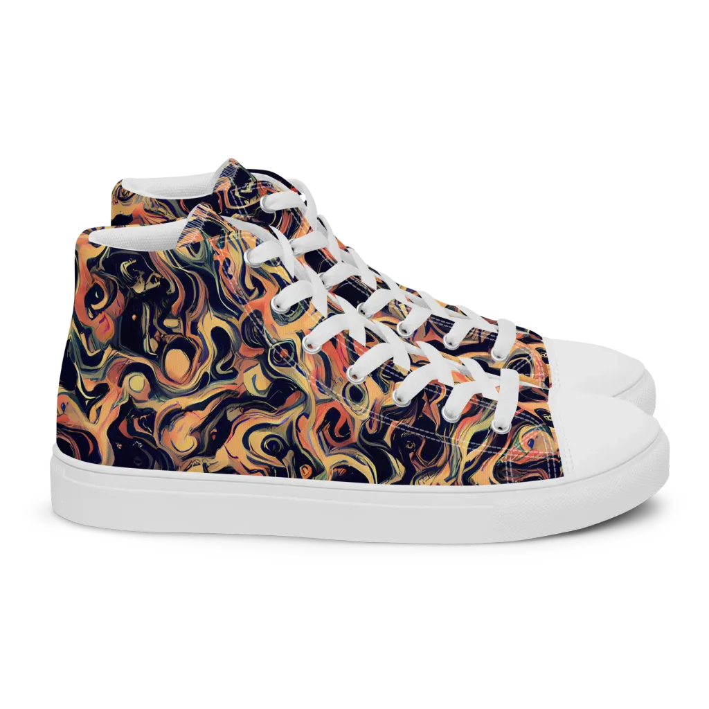 Navy Inferno on Women's High Top Canvas Shoes — Right
