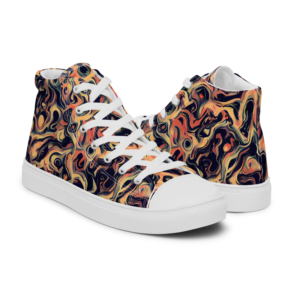 Navy Inferno on Women's High Top Canvas Shoes — Right