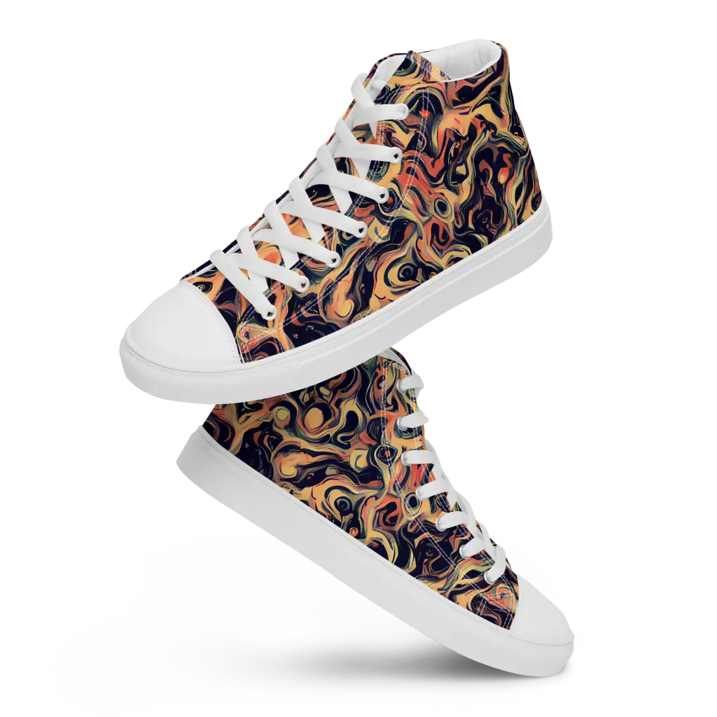 Navy Inferno on Women's High Top Canvas Shoes — Front