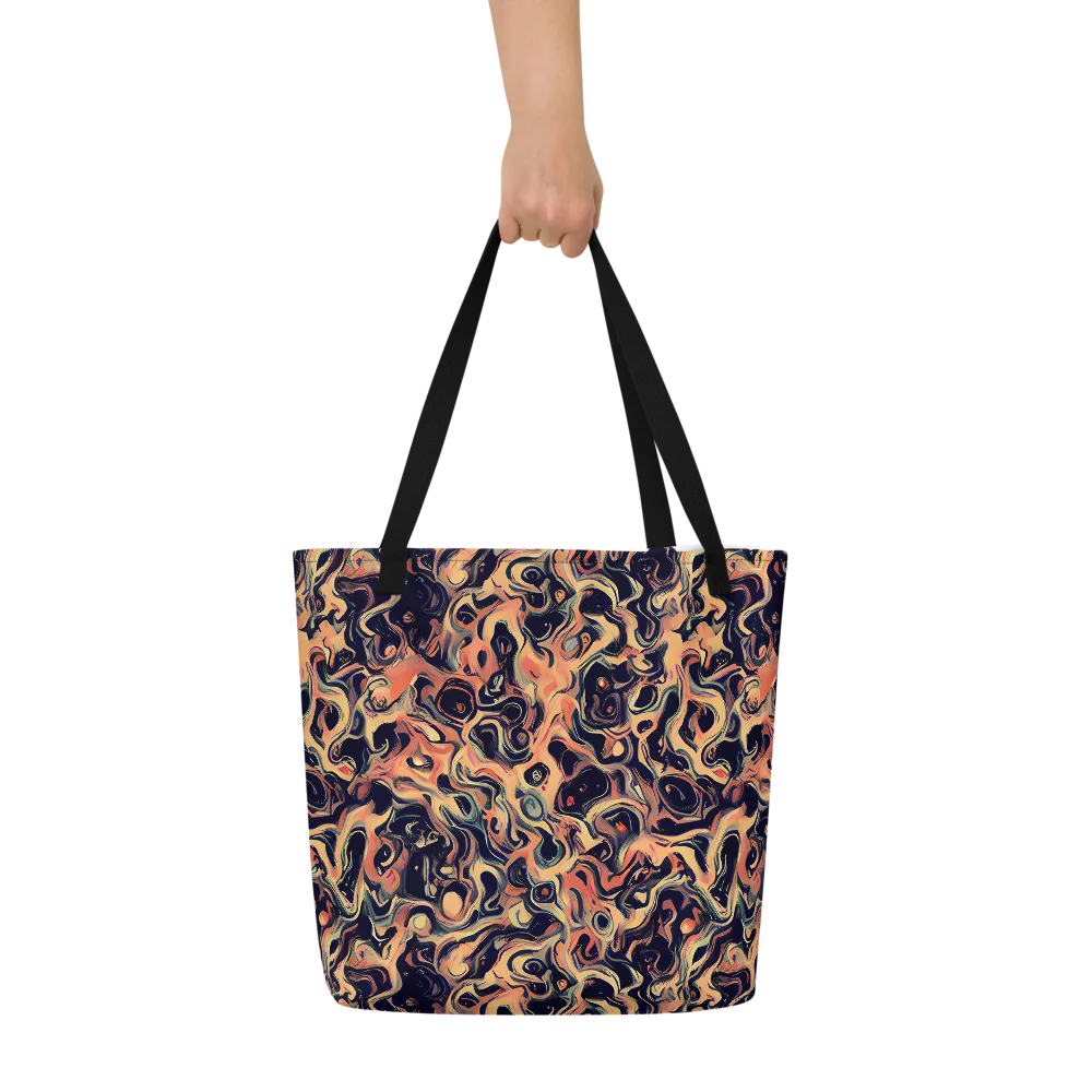 Navy Inferno on Large Tote Bag W/ Pocket — Front