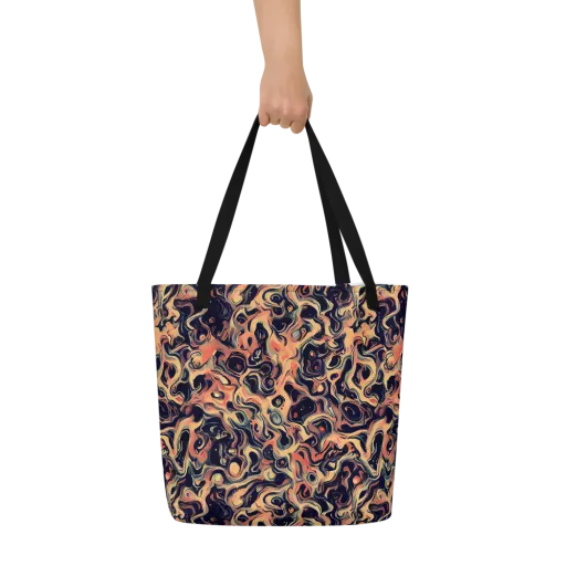 Navy Inferno on a Large Tote Bag W/ Pocket