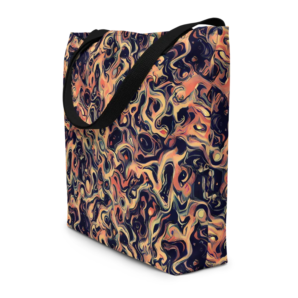 Navy Inferno on Large Tote Bag W/ Pocket — Front