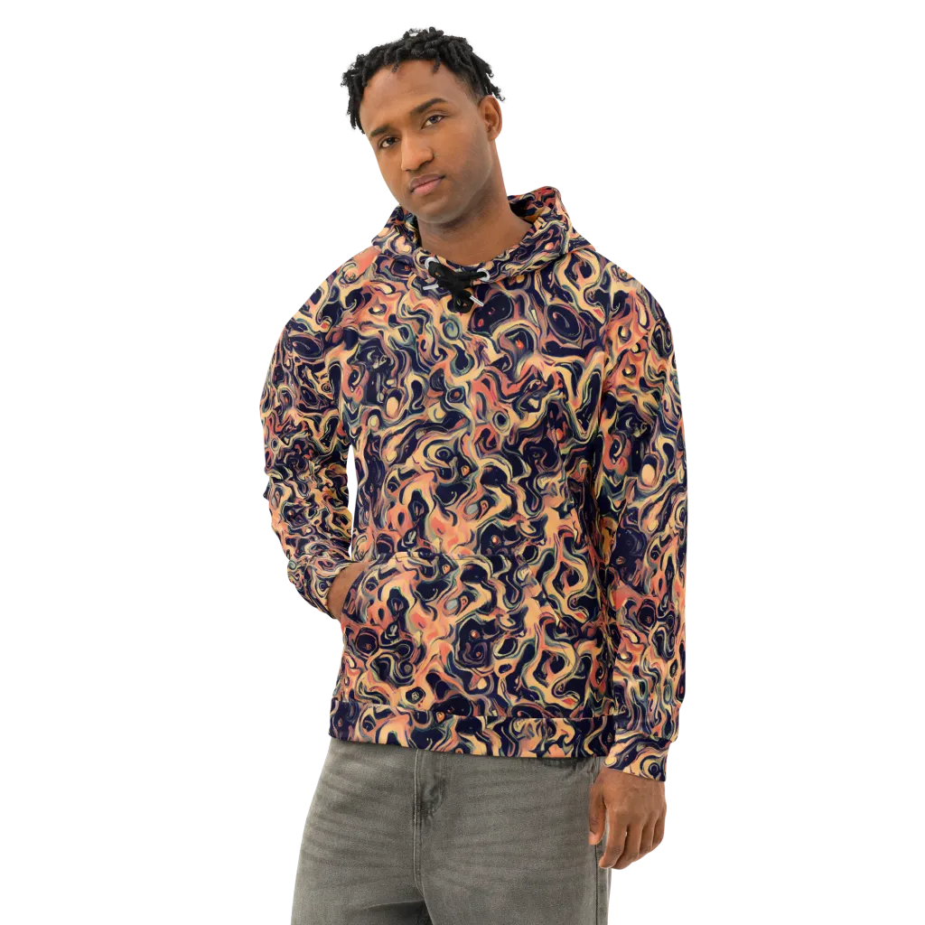 Navy Inferno on Cotton Hoodie — Left Front