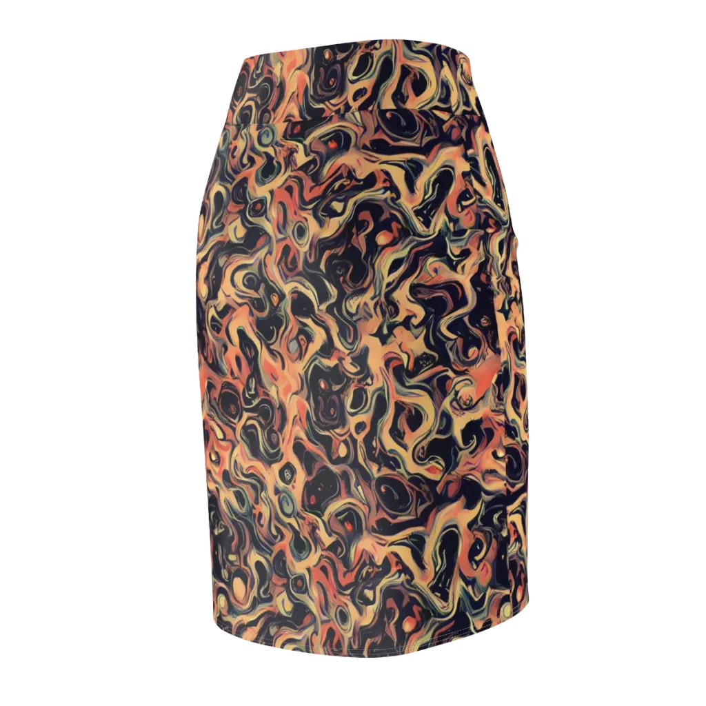 Navy Inferno on Pencil Skirt — Back Side