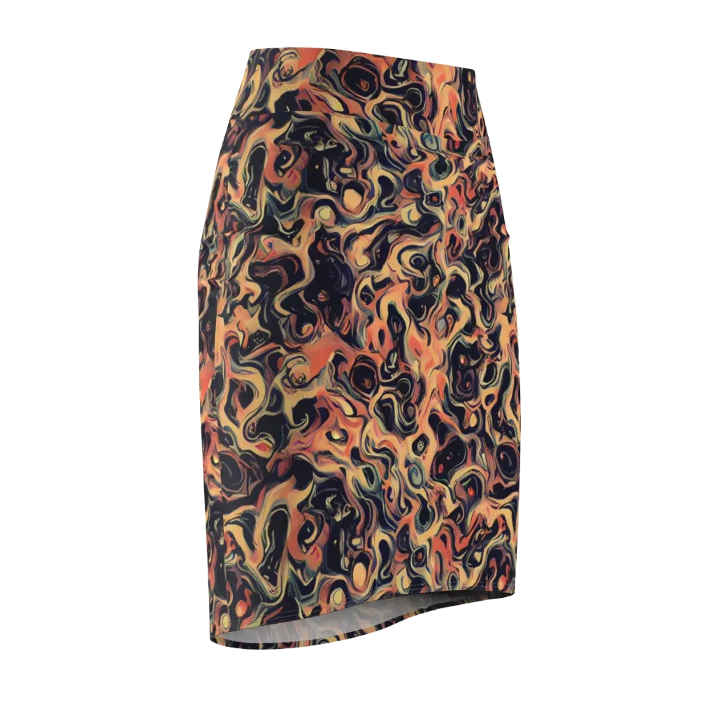 Navy Inferno on Pencil Skirt — Front Side