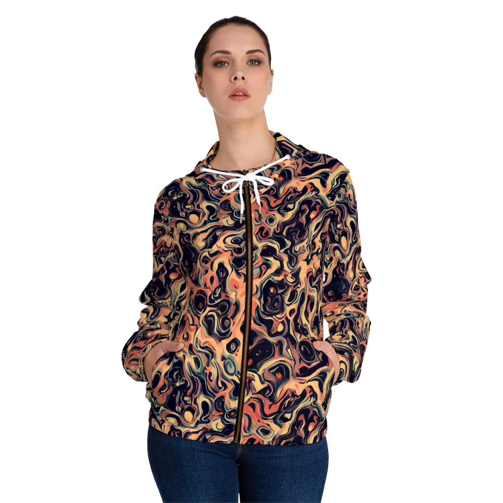 Navy Inferno on Women's Full-Zip Hoodie — Front On Person