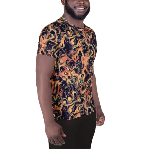 Navy Inferno on a Men's Athletic T-Shirt