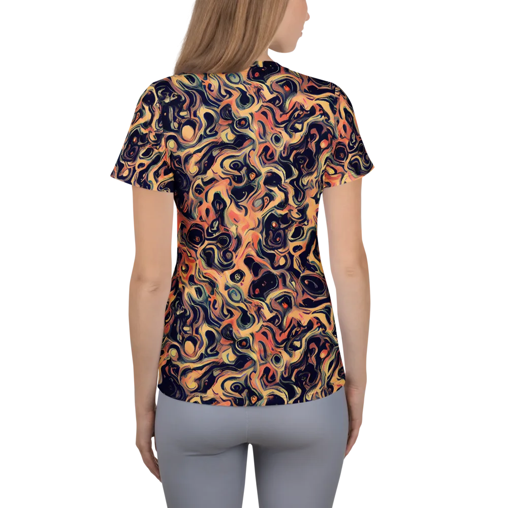 Navy Inferno on Women's Athletic T-Shirt — Back