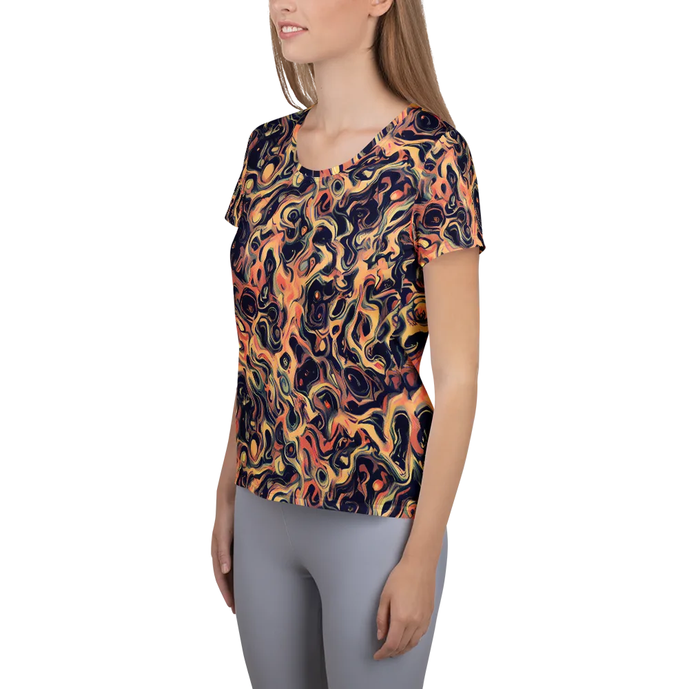 Navy Inferno on Women's Athletic T-Shirt — Left