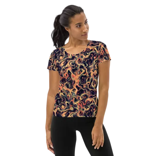 Navy Inferno on a Women's Athletic T-Shirt