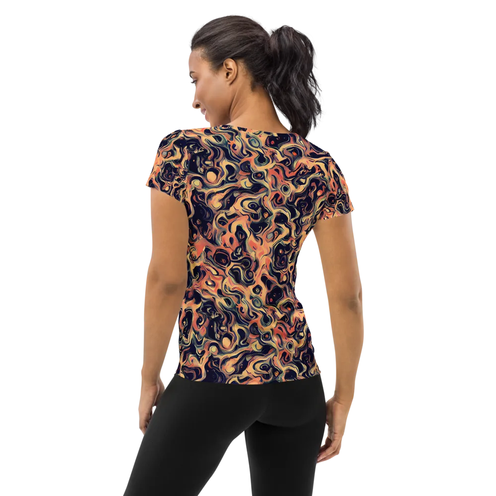 Navy Inferno on Women's Athletic T-Shirt — Back