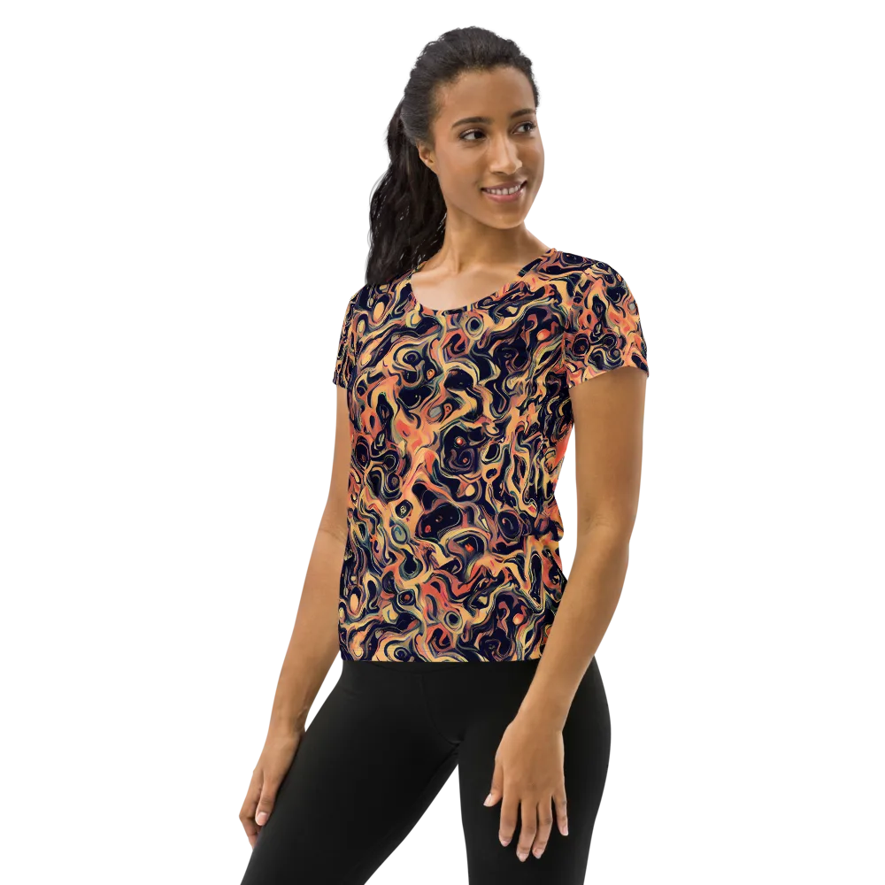 Navy Inferno on Women's Athletic T-Shirt — Left