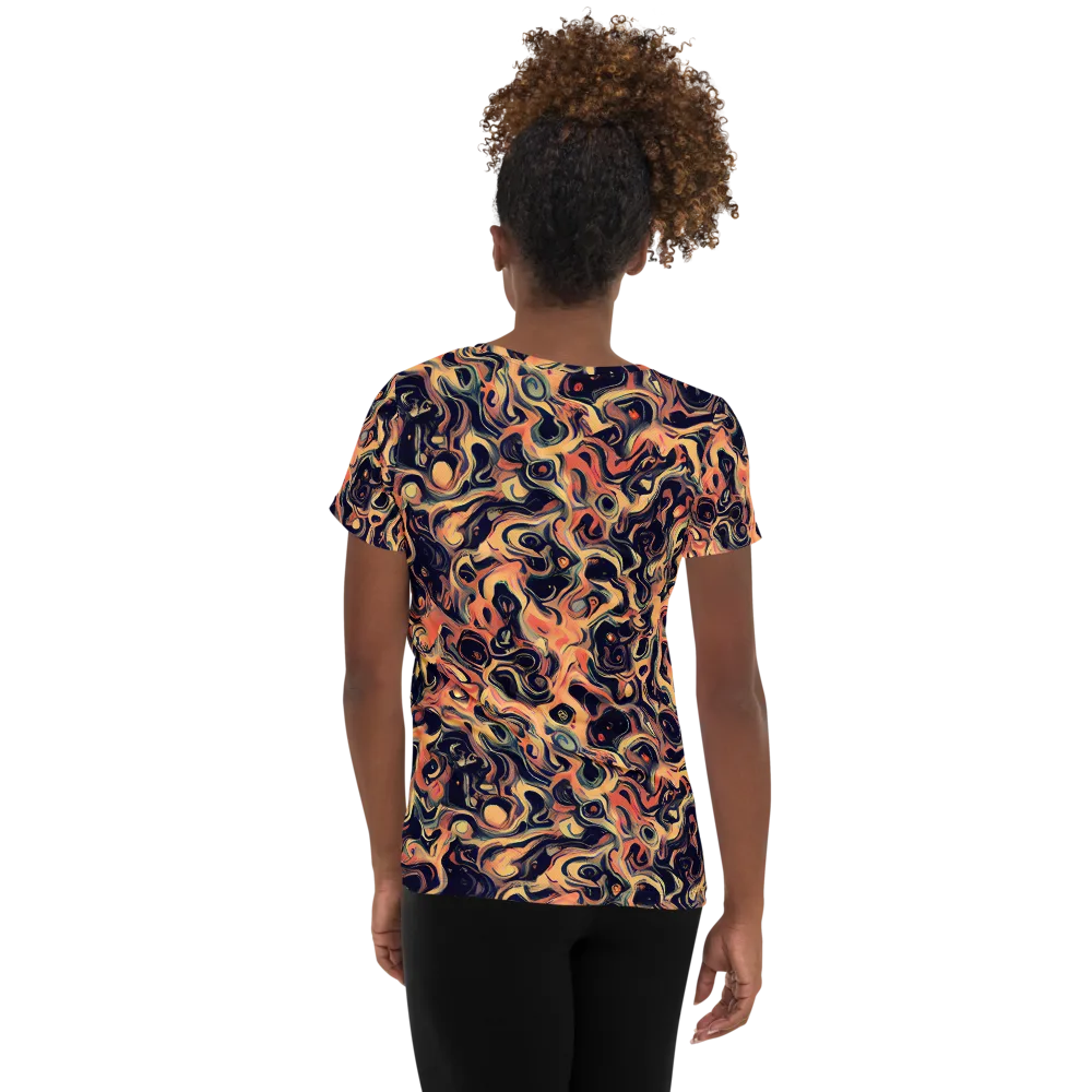 Navy Inferno on Women's Athletic T-Shirt — Back