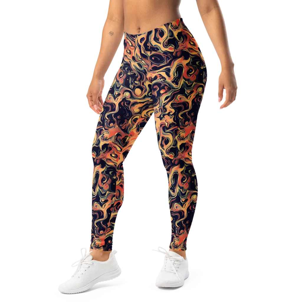 Navy Inferno on Leggings — Left Front
