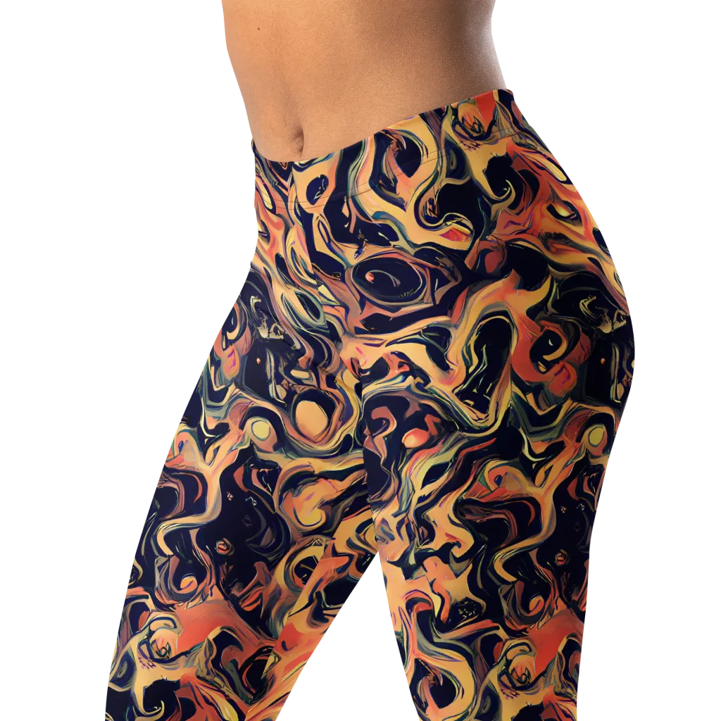 Navy Inferno on Leggings — Left Front