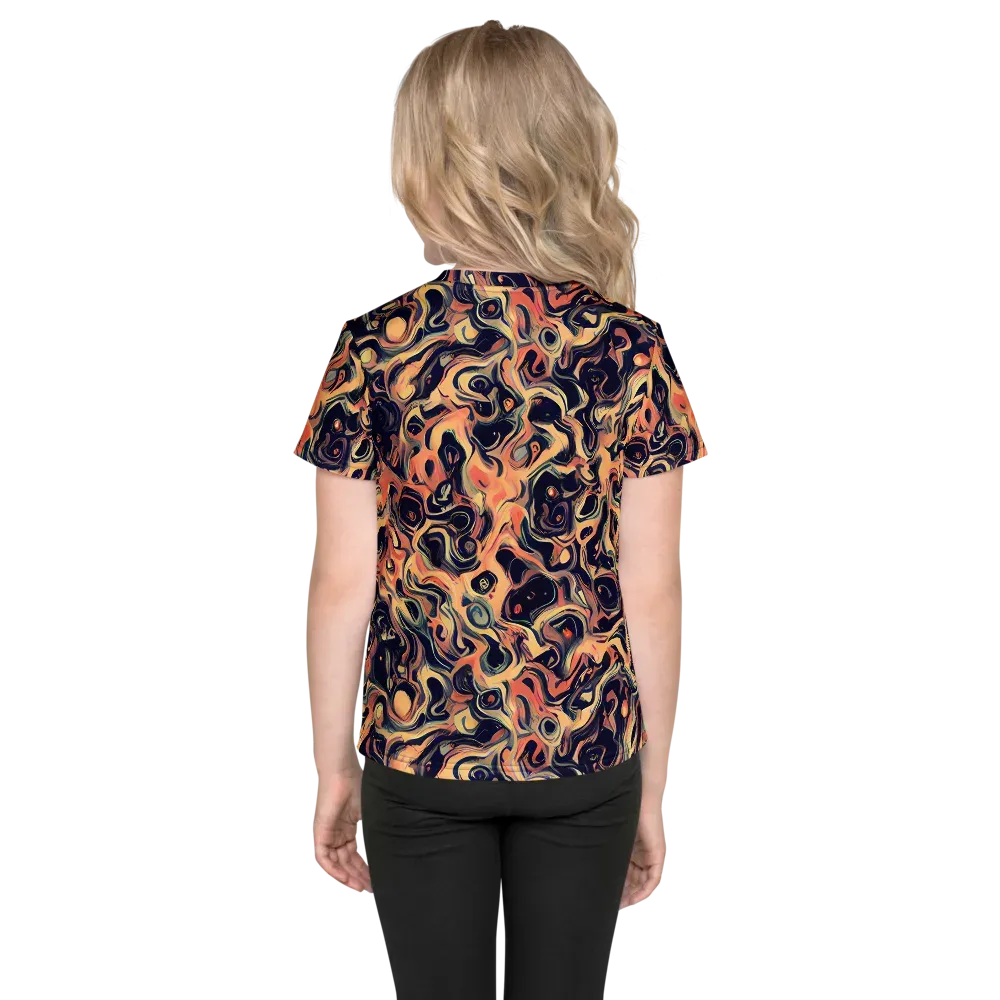 Navy Inferno on Kids Crew Neck T-Shirt — Back