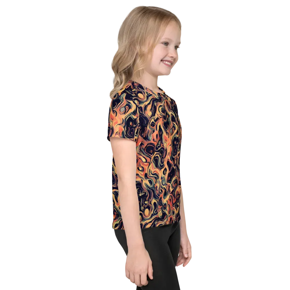 Navy Inferno on Kids Crew Neck T-Shirt — Right