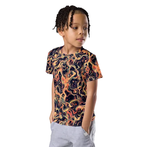 Navy Inferno on a Kids Crew Neck T-Shirt