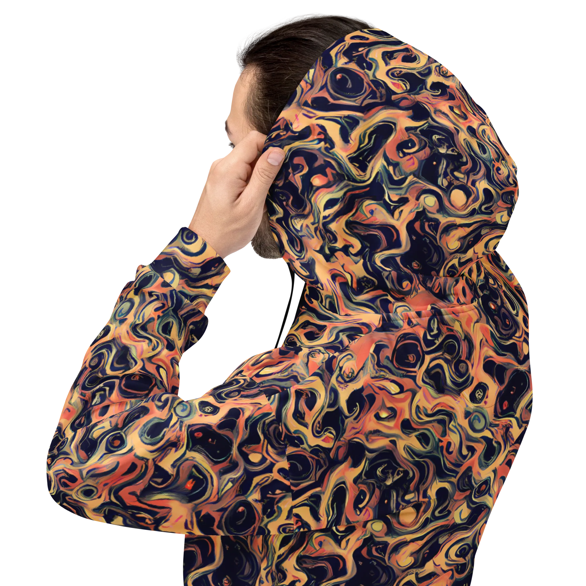 Navy Inferno on Hoodie — Back