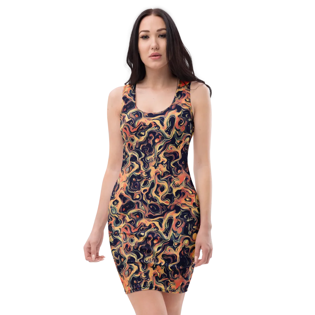 Navy Inferno on Bodycon Dress — Front