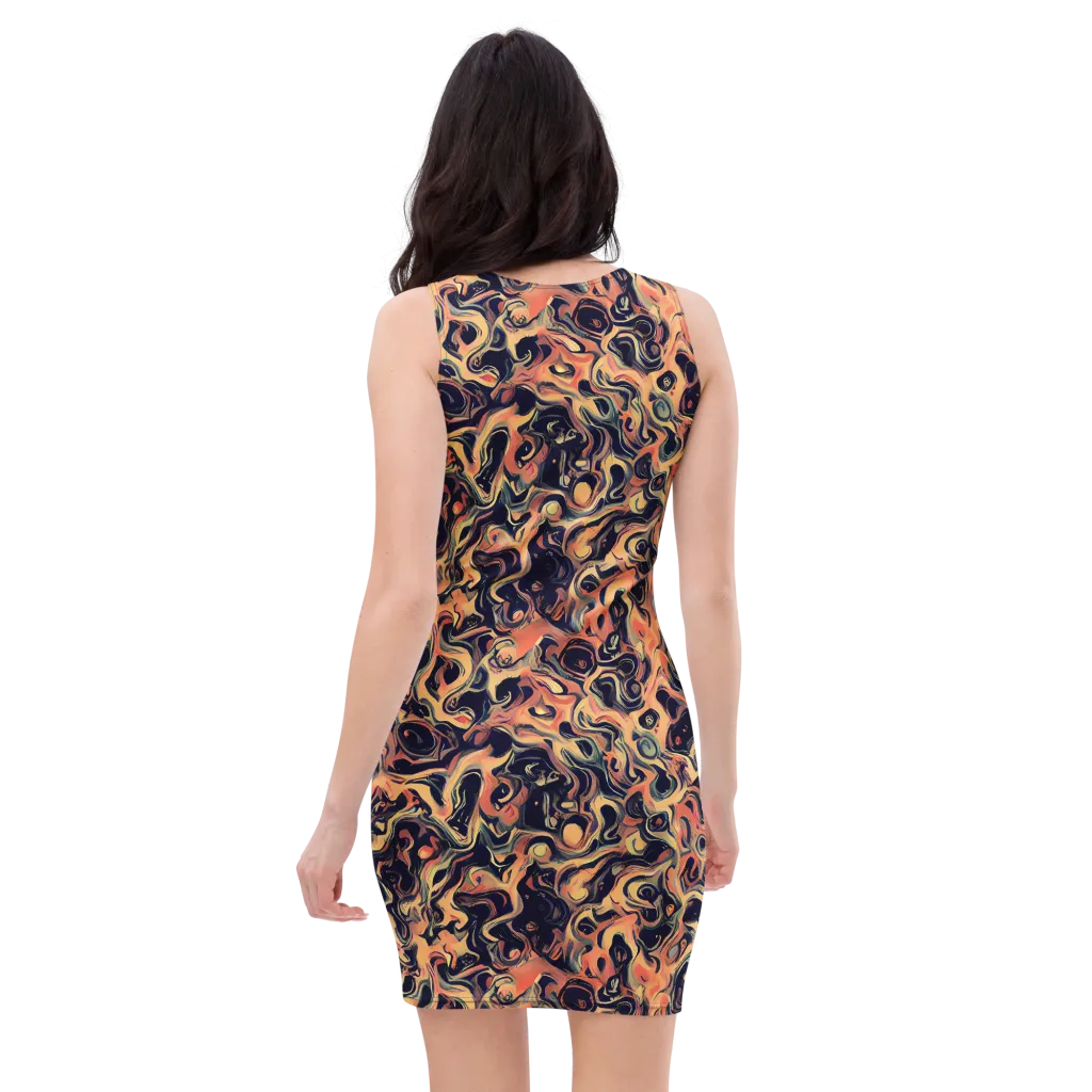 Navy Inferno on Bodycon Dress — Back
