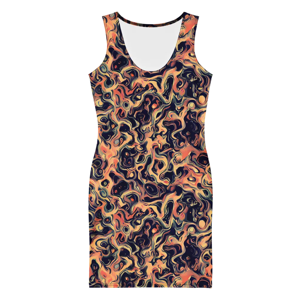 Navy Inferno on Bodycon Dress — Front