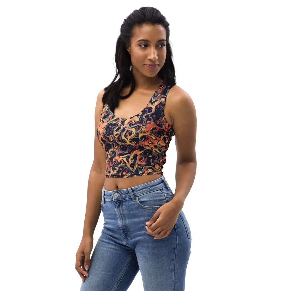 Navy Inferno on Crop Top — Left Front