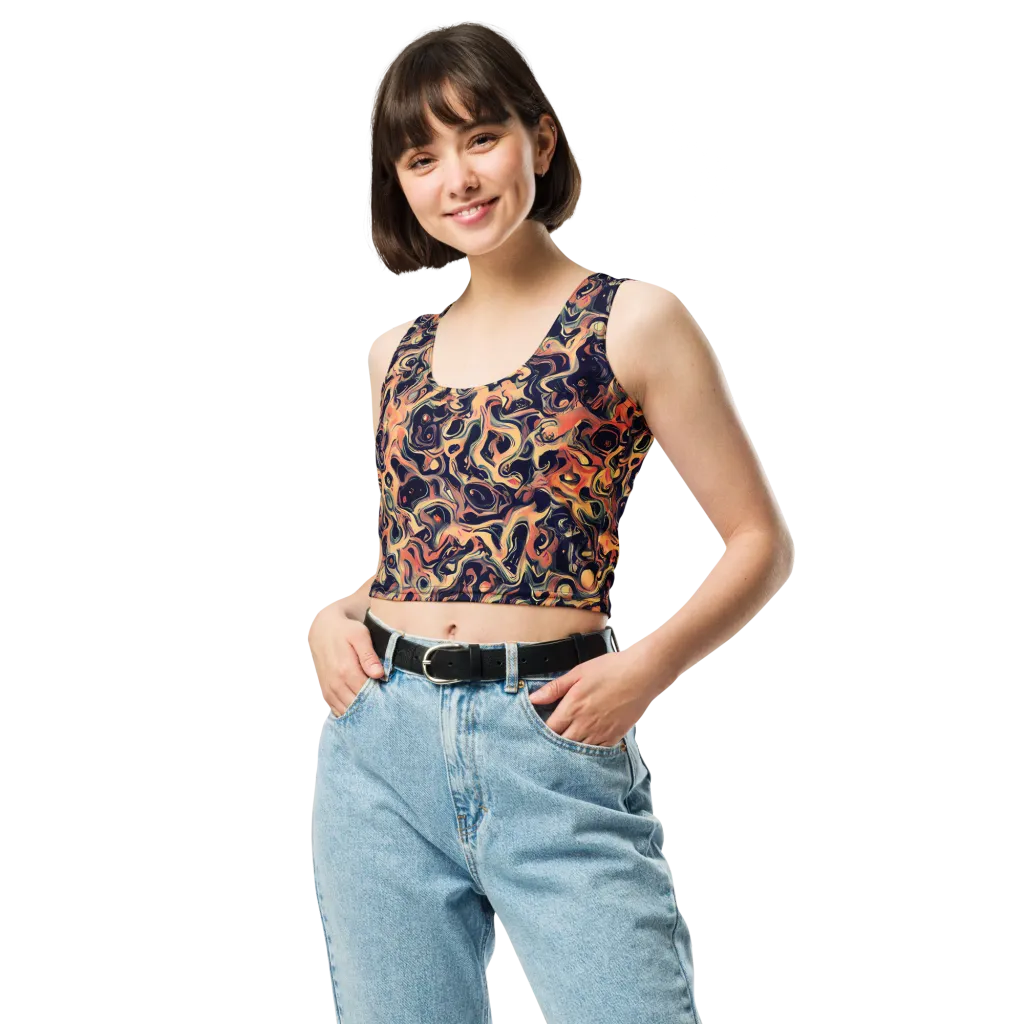 Navy Inferno on Crop Top — Front