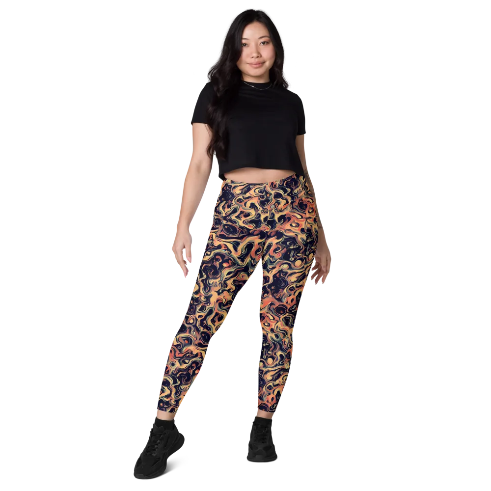 Navy Inferno on Leggings with Pockets — Front
