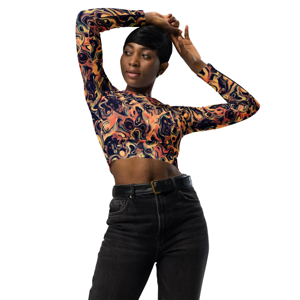 Navy Inferno on Long Sleeve Crop Top — Front