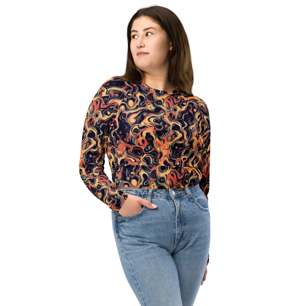 Navy Inferno on Long Sleeve Crop Top — Front