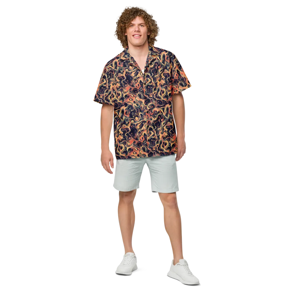 Navy Inferno on Button Shirt — Front