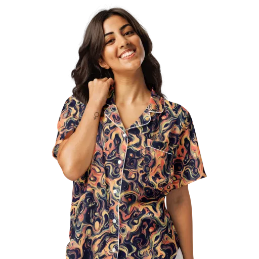 Navy Inferno on a Women's Short Sleeve Pajama Top