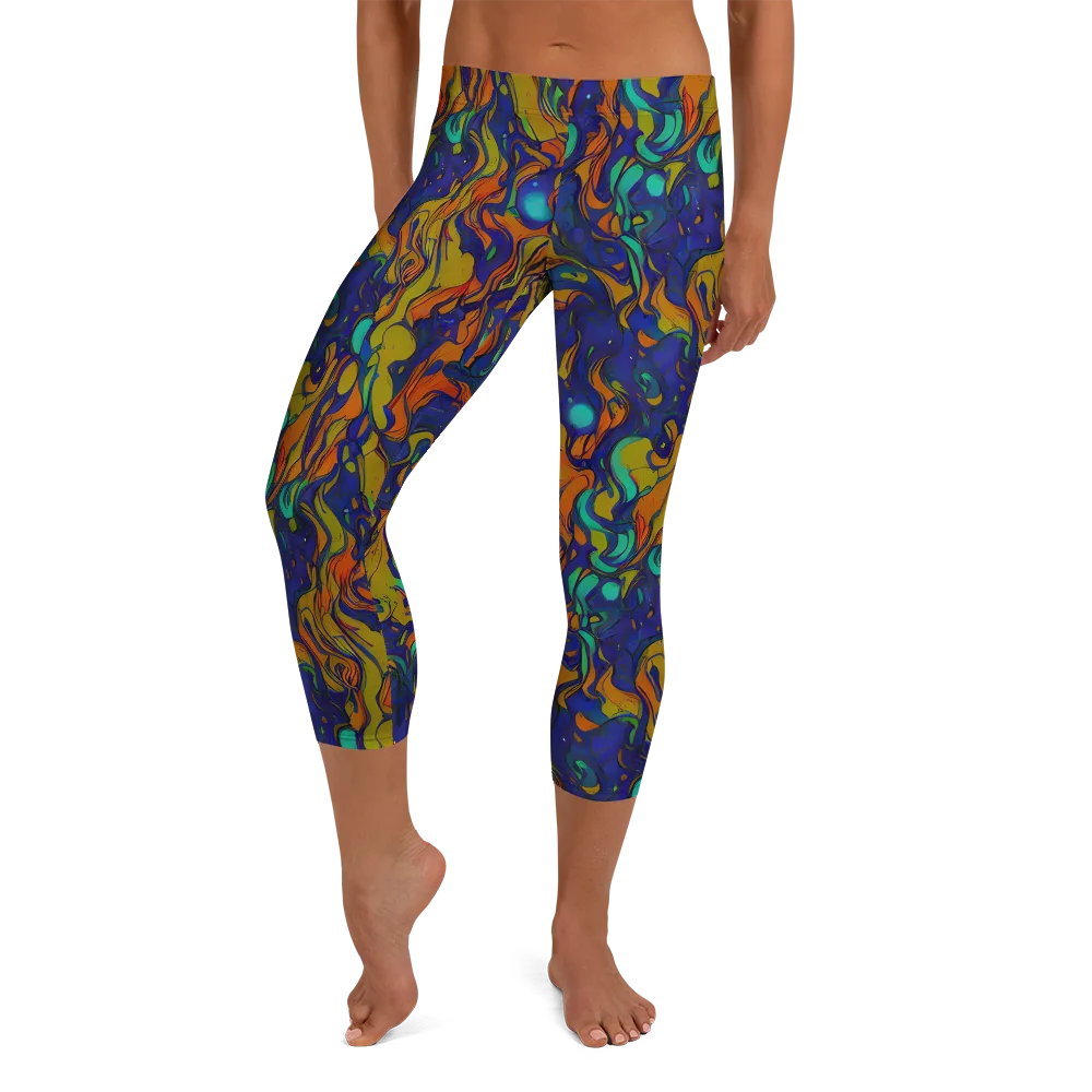 Tangerine Voltage on Capri Leggings — Front