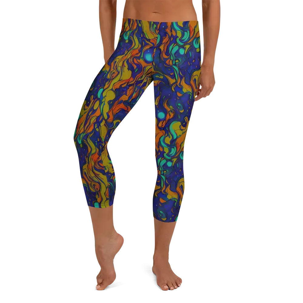 Tangerine Voltage on Capri Leggings — Front