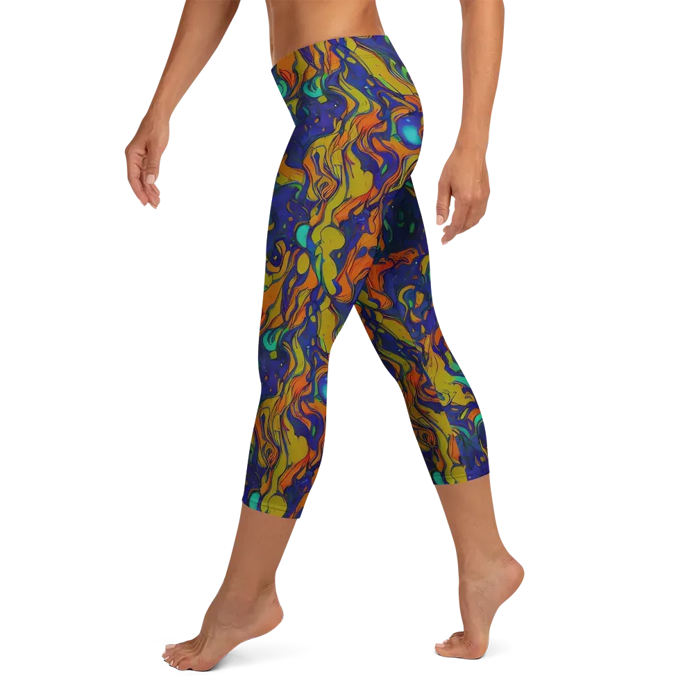 Tangerine Voltage on Capri Leggings — Left