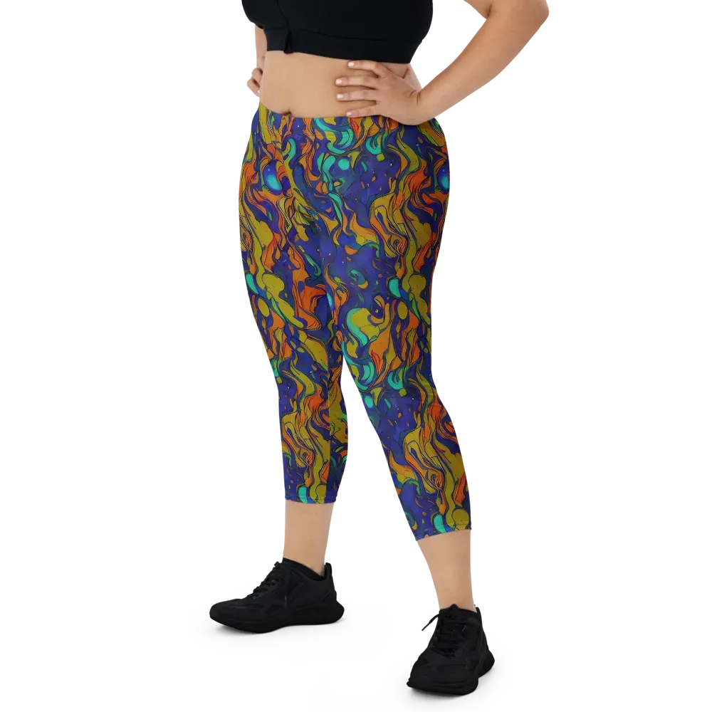 Tangerine Voltage on Capri Leggings — Front