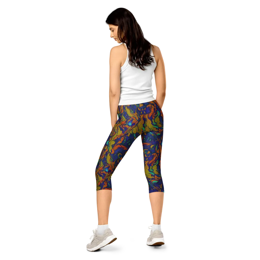 Tangerine Voltage on Capri Leggings — Back