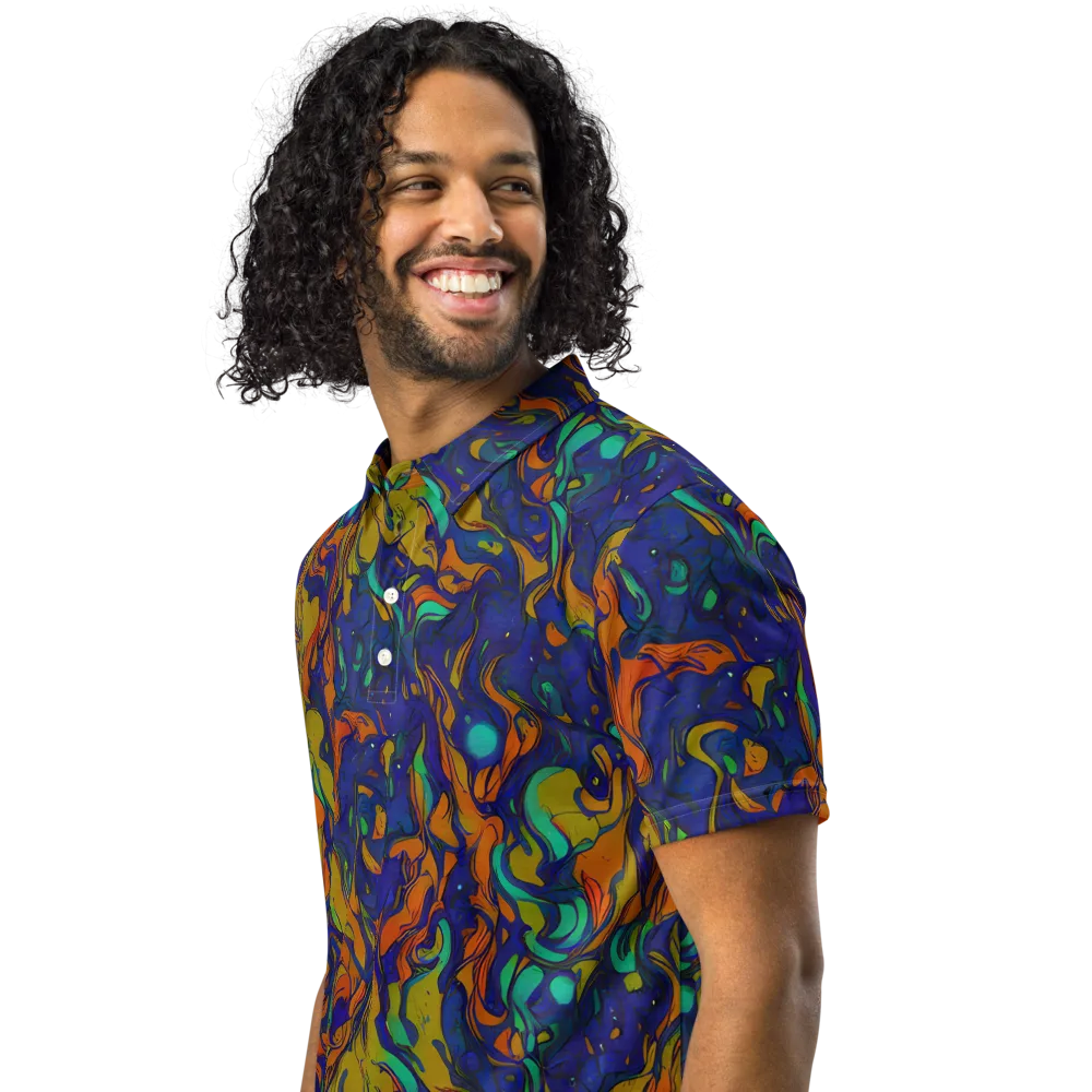 Tangerine Voltage on Men's Slim Fit Polo Shirt — Left Front