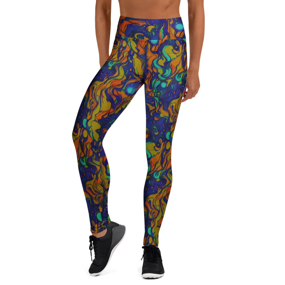 Tangerine Voltage on Yoga Leggings — Front