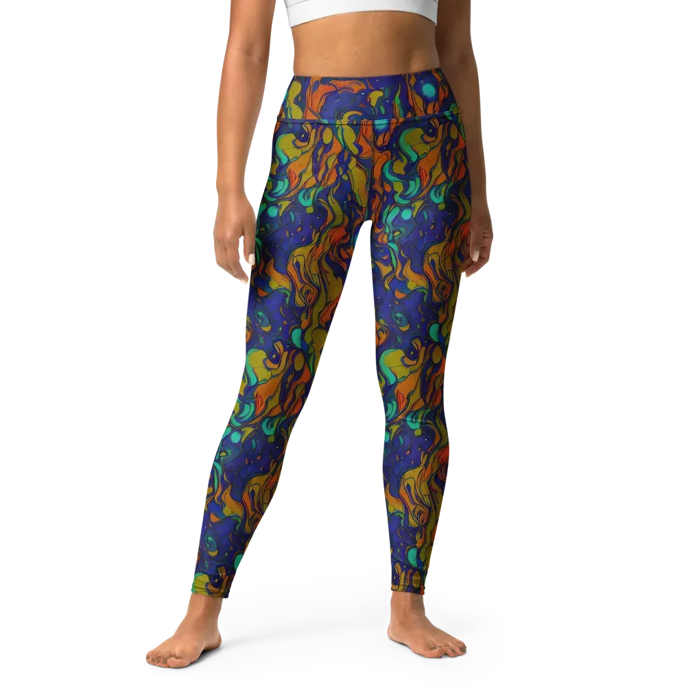 Tangerine Voltage on Yoga Leggings — Front