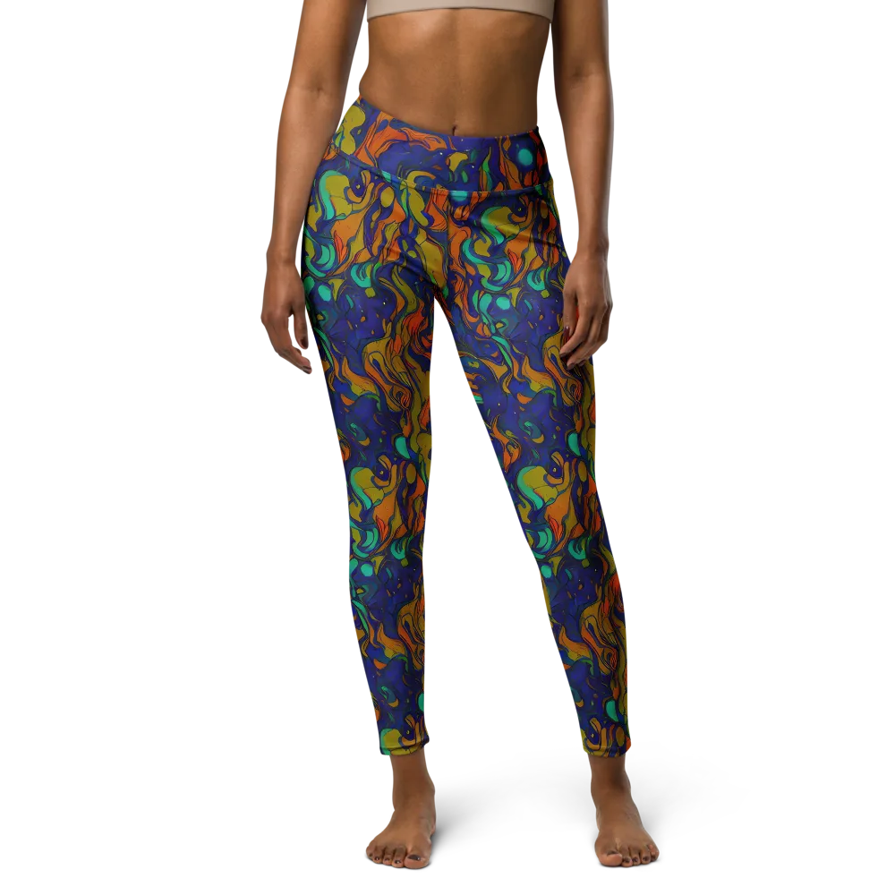 Tangerine Voltage on Yoga Leggings — Front