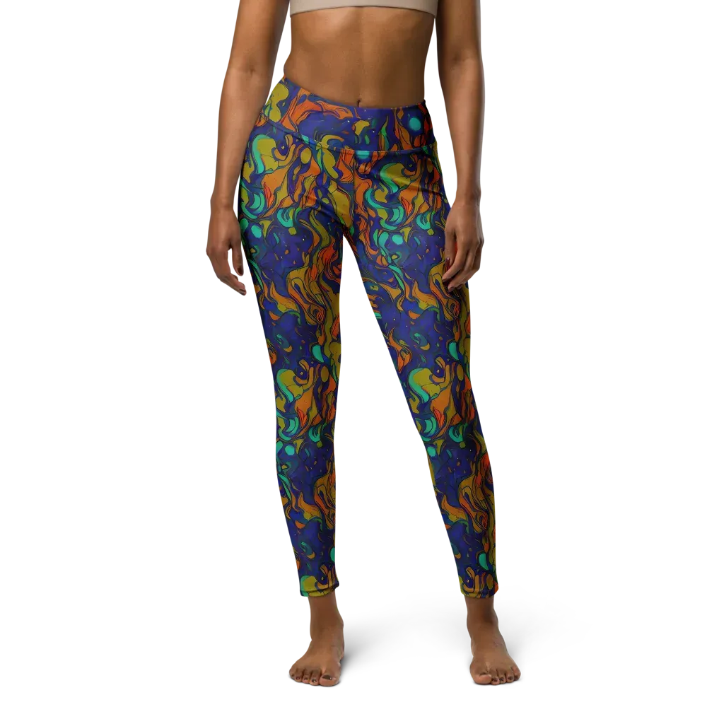 Tangerine Voltage on Yoga Leggings — Front