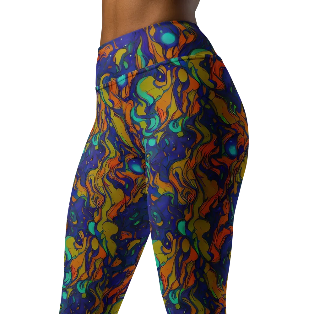 Tangerine Voltage on Yoga Leggings — Left Front