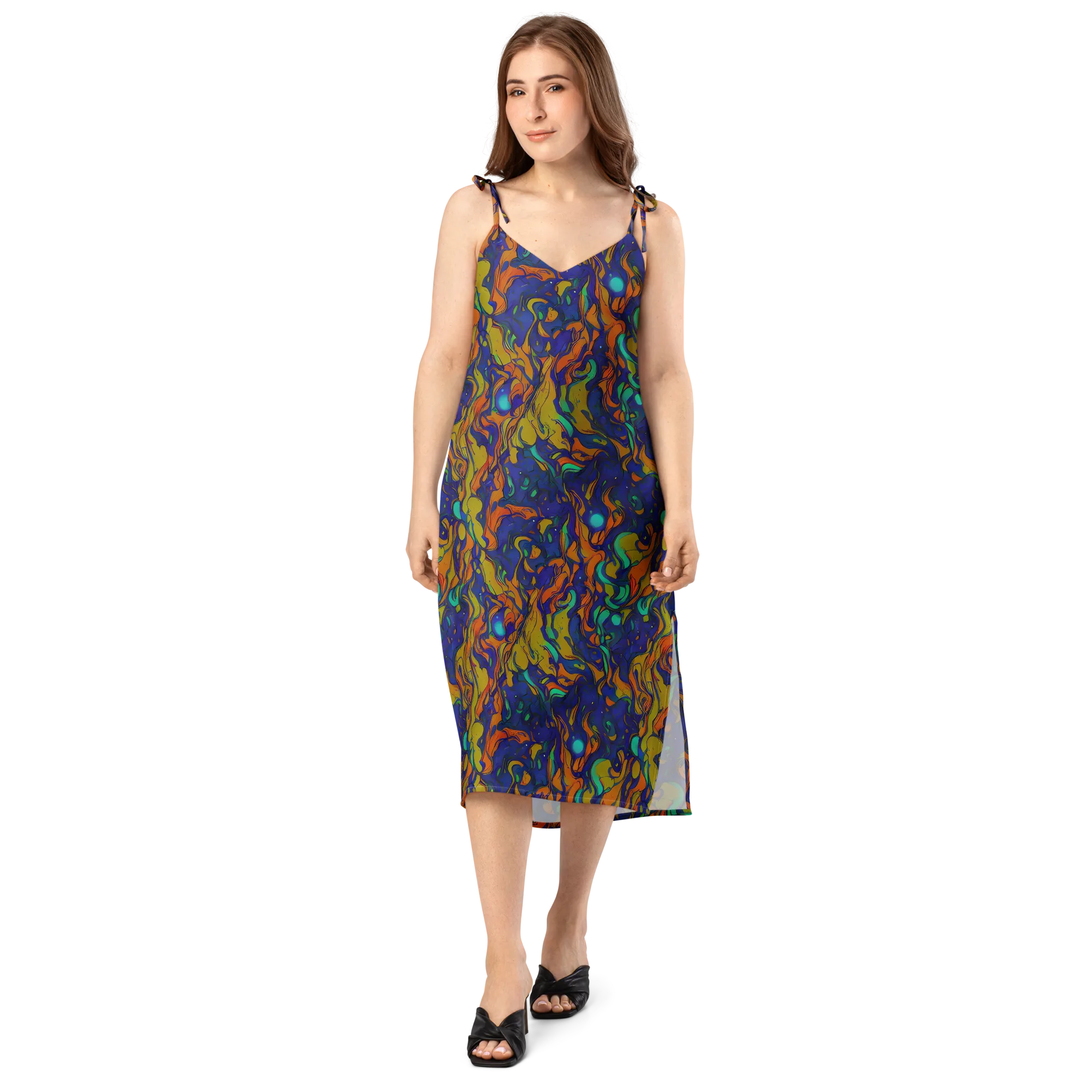 Tangerine Voltage on Slip Dress — Front