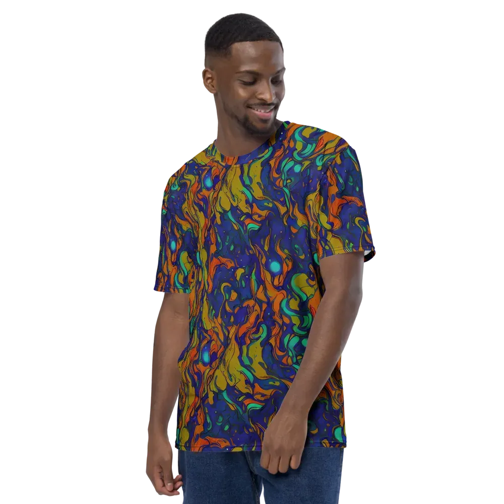 Tangerine Voltage on Men's Crew Neck T-Shirt — Left