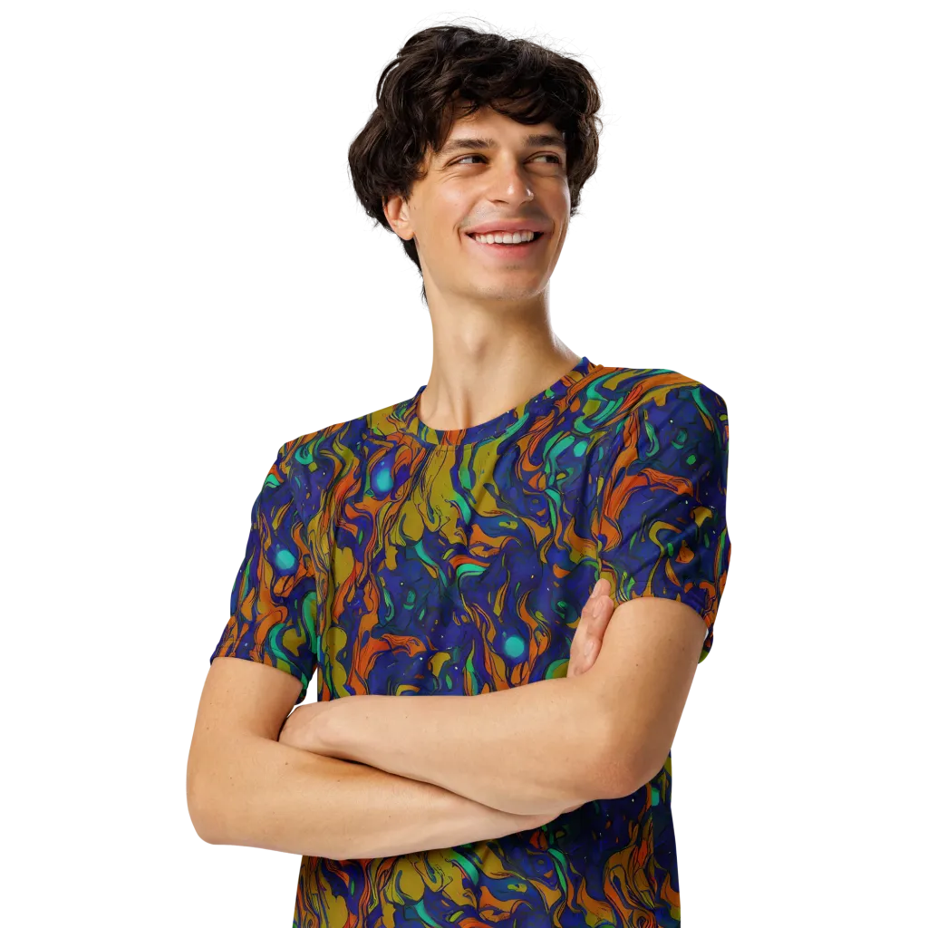 Tangerine Voltage on Men's Crew Neck T-Shirt — Left Front