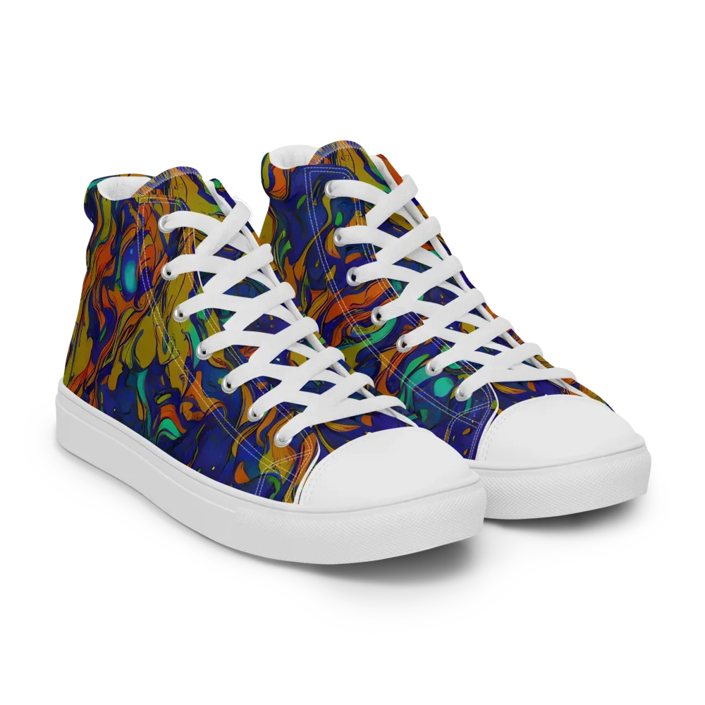 Tangerine Voltage on Men's High Top Canvas Shoes — Right Front